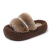 Thick-soled rhinestone fluffy slippers for women wearing new small trendy cotton slippers heightening shoes