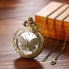 Antique Butterfly Pocket Watch with Analog Display and Waterproof Butterfly Pocket Watch with Pendant Necklace and Chain Perfect Gift for and Day