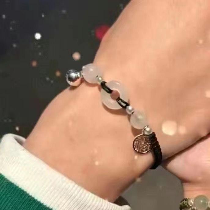 High-quality Double Braided Lucky Bell Safety Buckle Bracelet With Chinese Character Pendant Perfect Gift For Girlfriend