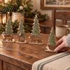 Lightweight Wood Holiday Ornaments 4Pcs Christmas Forest Friends Wooden Tabletop Decor Vintage Animal & Pine Natural Grain Statues Tree Figurine