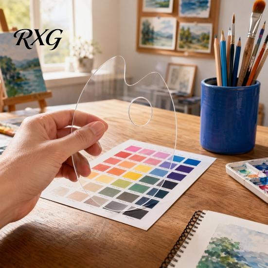 Ergonomic Art Mixing Board Acrylic Paint Palette, Clear Artist Tray with Thumb Hole, Non-Stick Oil Lightweight Painting Palette for Acrylic,