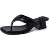 Thick-heeled flip-flops in the spring and summer of 2025, white and cool slippers, large-size sandals, women's tide pinch feet trend