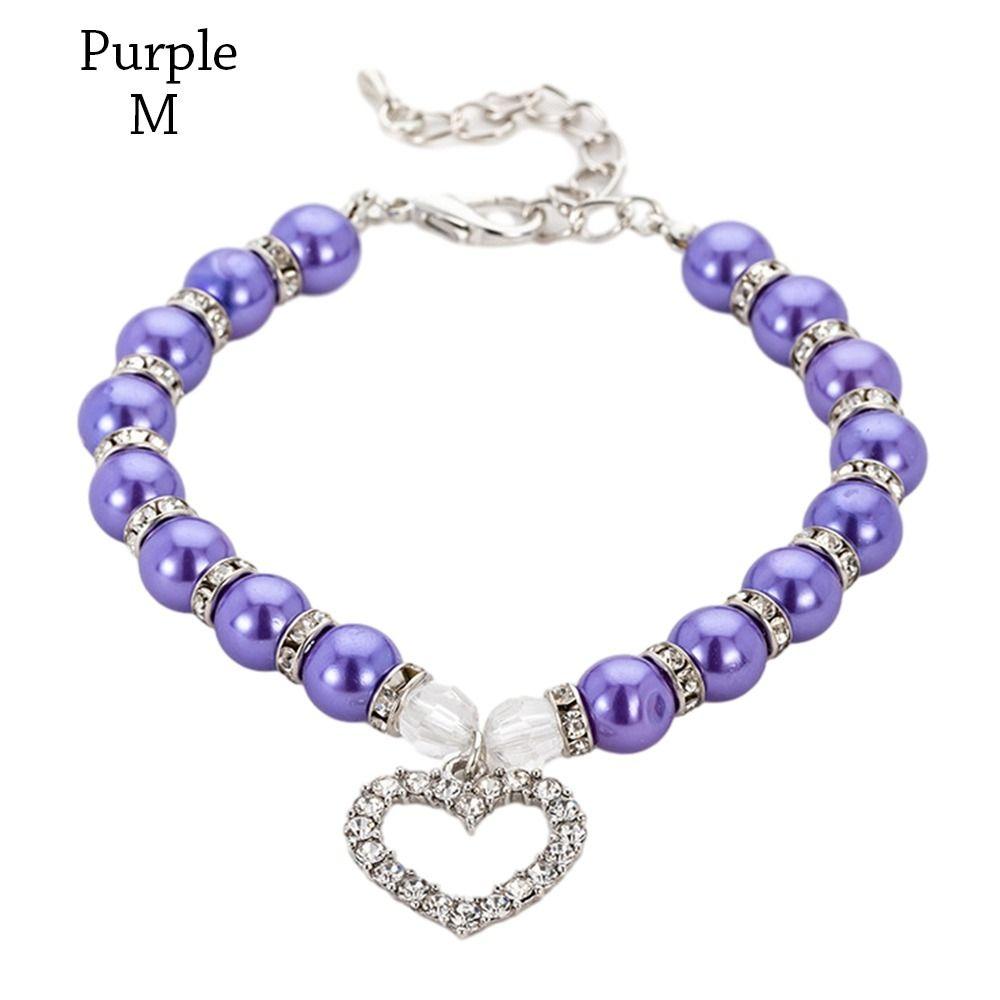 Adjustable Imitation Pearl Cute Dog Necklace Pet Dog Collar Jewelry Neck Chain For Dog Cats Luxury Diamond Pendant Accessories