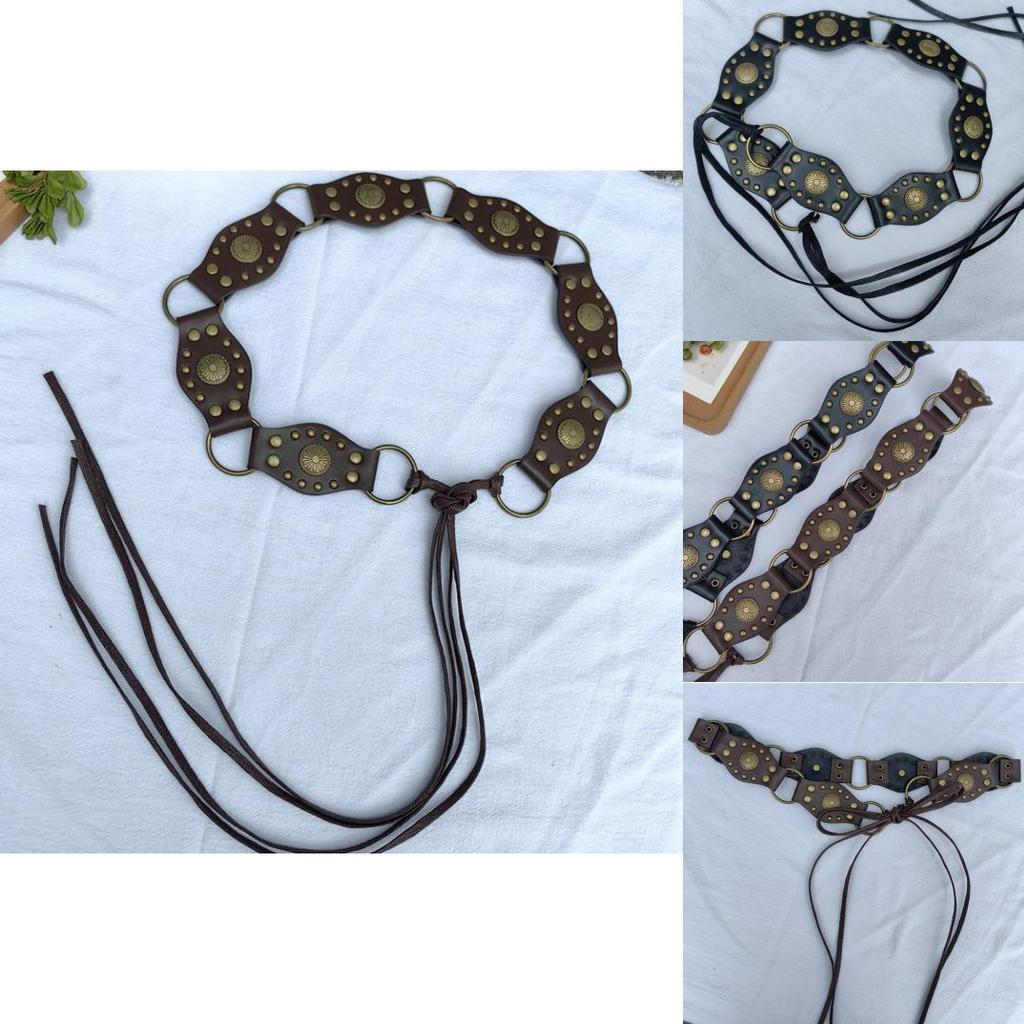 Vintage Spliced Carved Western Style Pu Leather Belt For Women Summer