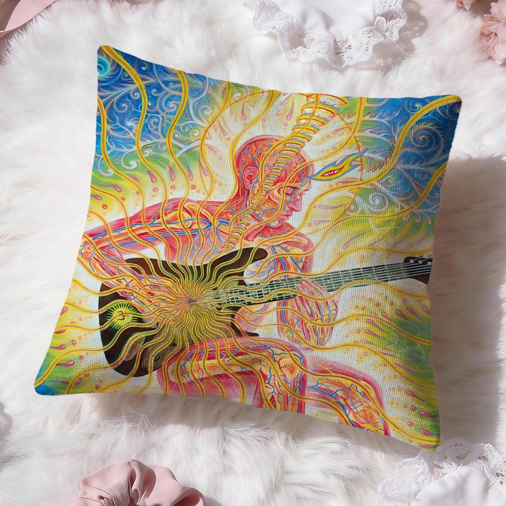 Alex Grey Trippy Psychedelic Cushion Cover Premium Comfort Reversible Pillow Cove -Two In One Design for Any Room & Car Interior