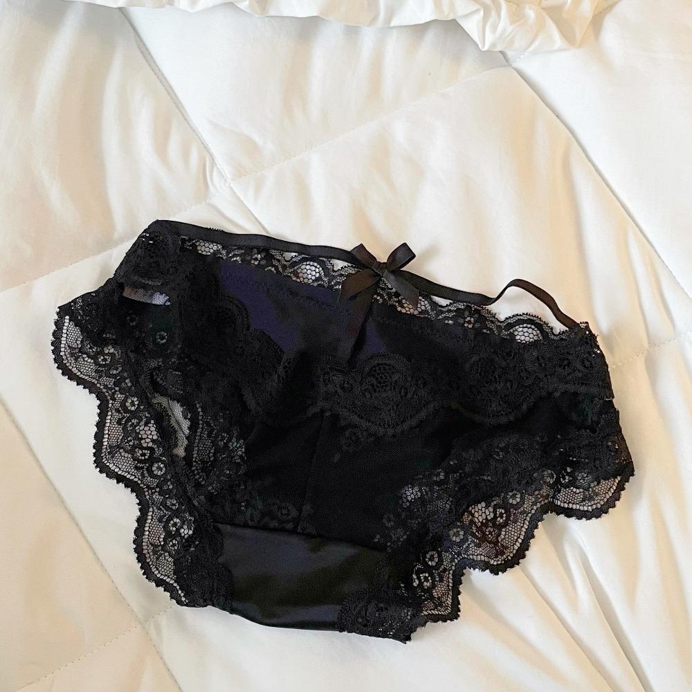 Mesh Transparent Lace Panties Seamless Lace Bow Briefs Thin Underwear for Women  Summer