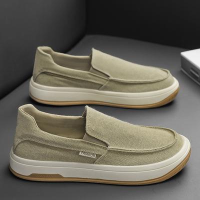 Summer Men Shoes Canvas Sneakers Men Platform Casual Walking Shoes Slip On Male Loafers Man Breathable Street Lazy Shoes