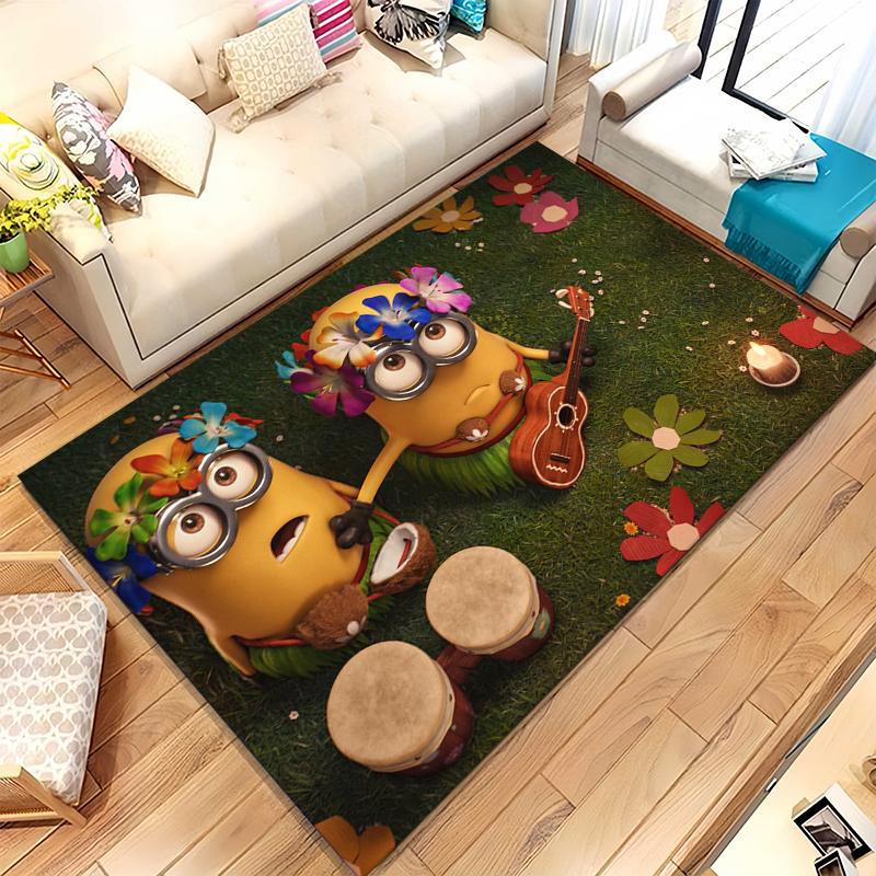 Cute Minions Cartoon Living Room Non-Slip Area Rug Soft Carpet for Bedroom Kids Playroom Sofa,Home Decor Doormat Gift