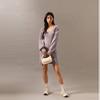 Calvin Klein Trendy retro imitation sherpa metal letters, fashionable and cute, fabric handbag, medium size, women's cream white PAS-cream white