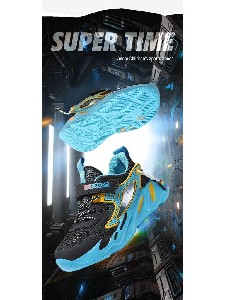 Breathable Boys' White Mesh Sandals with Velcro - Non-Slip Summer Running Shoes