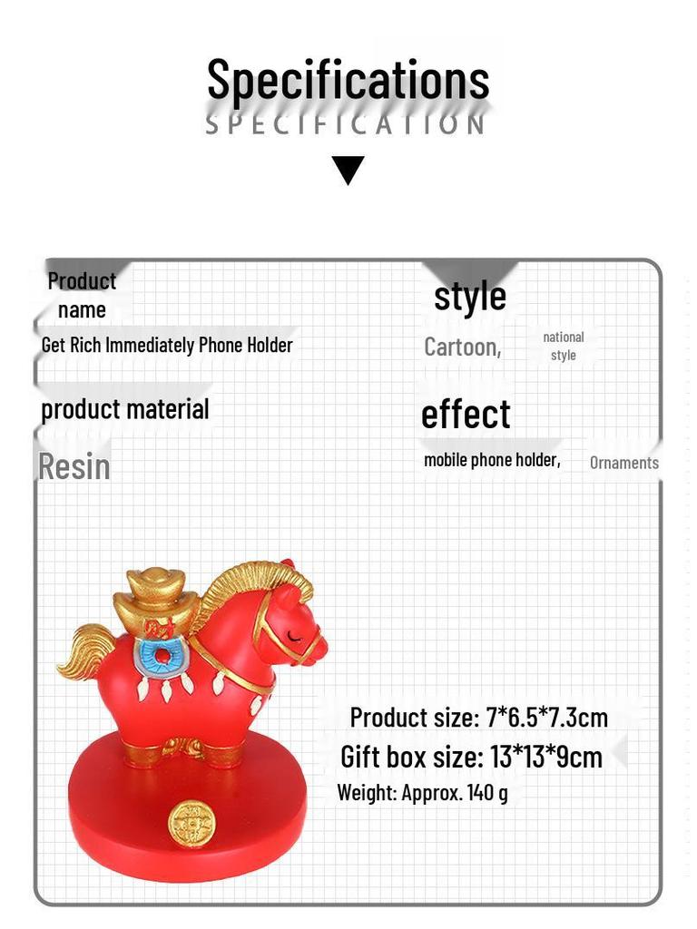 Year of the Horse Mascot Phone Stand - Creative Riches Desktop Ornament & Gift