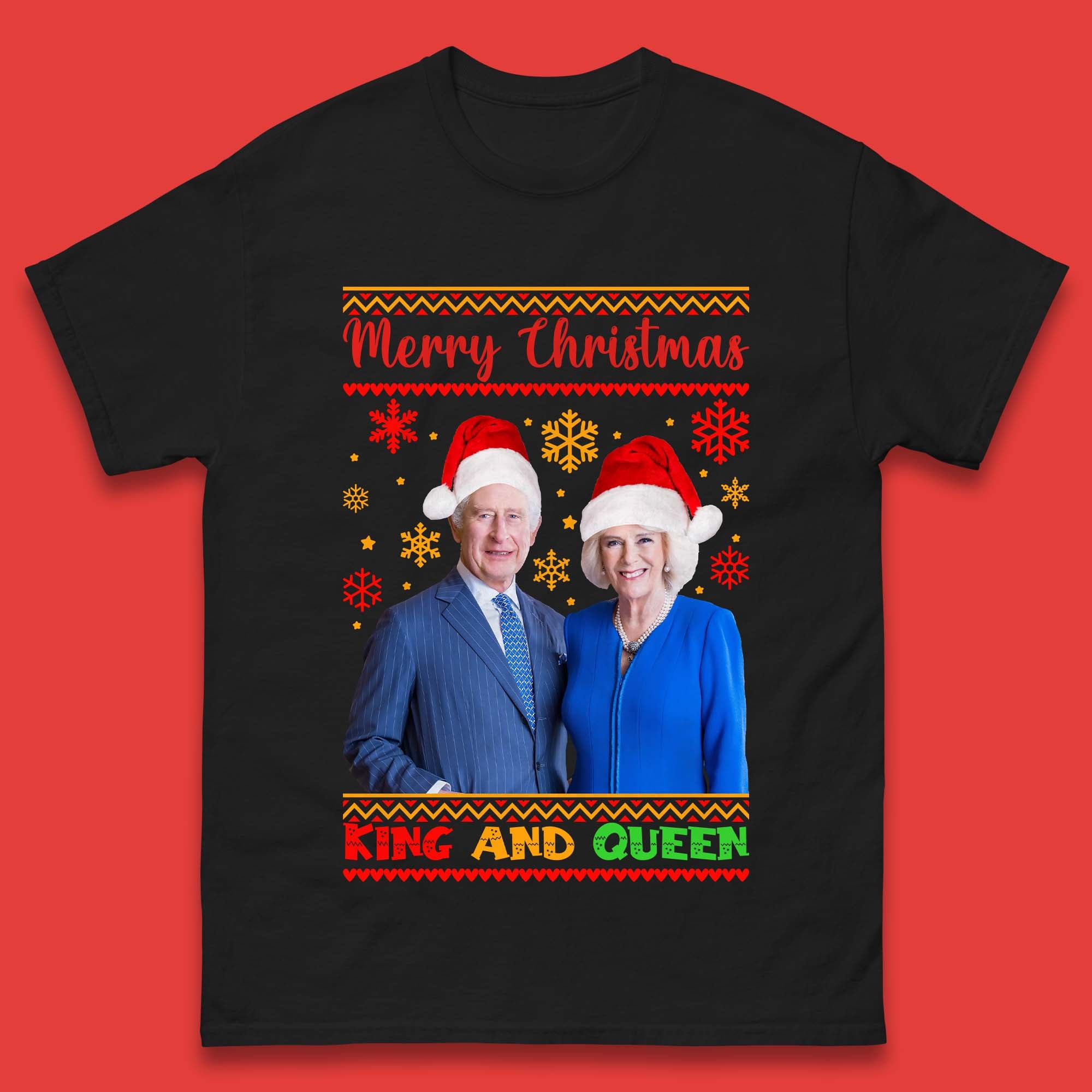 King And Queen Christmas Mens T-Shirt Womens Tops Tees M