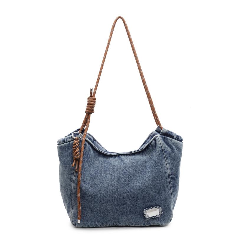 2025 Women's Large Denim Tote Bag, Fashion Casual Shoulder Bag for Work College, Trendy Crossbody Purse