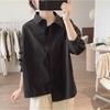 Cotton Shirt Women's New Spring Autumn Loose Korean Style Simple Design Irregular Top