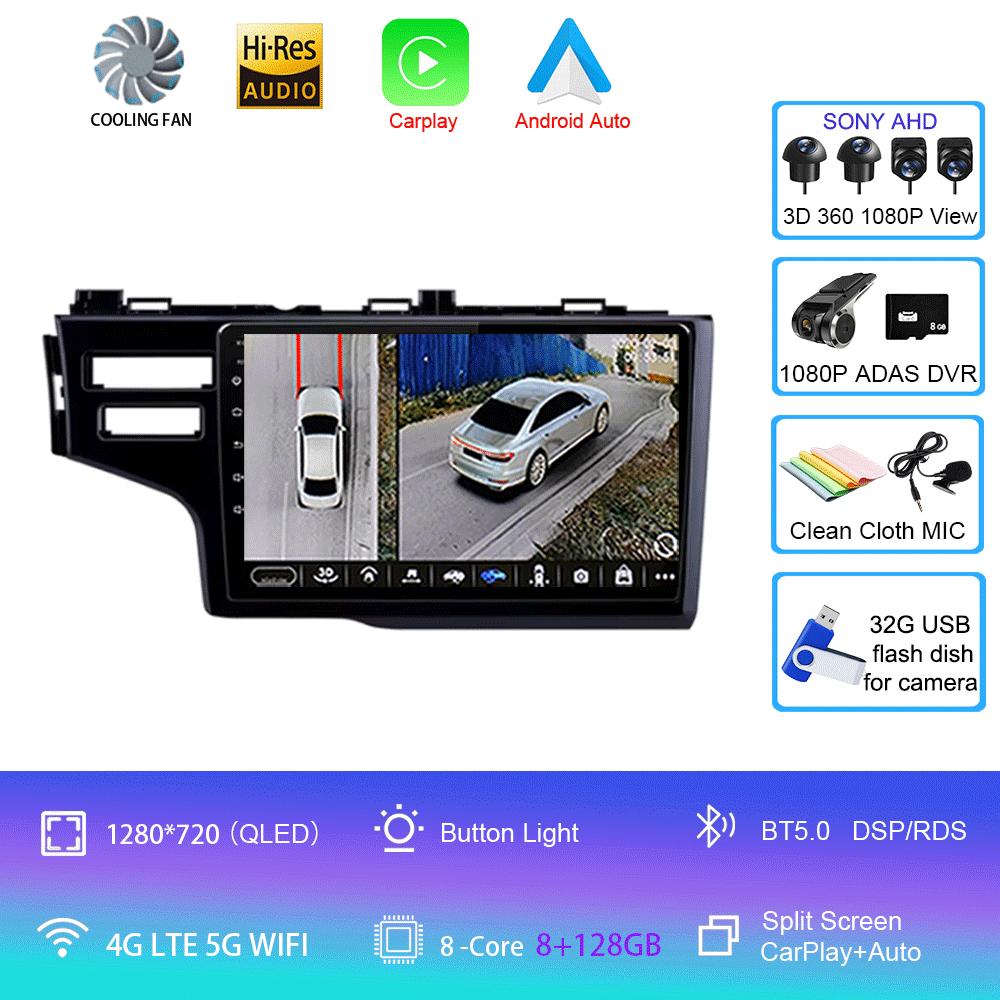 Android 14 Car Radio For Honda Jazz 3 2015 - 2020 Fit 3 GP GK 2013-2020 QLED Multimedia Player GPS Navigation BT Carplay Auto