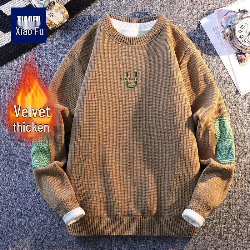 

Men s Casual Embroidered Patch Round Neck Long Sleeve Pullover Sweatshirt M