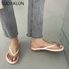 Fashion SUOJIALUN 2025 Summer Fashion Candy Color Women Slipper Flat Heel Slip On Ladies Outdoor Sandal Beach Casual Slides Flip Flop