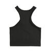 Women Running Vest O-Neck Sleeveless Short Tank Tops Solid Color Ribbed Elastic Fitting Quick Drying Racer Back Vest