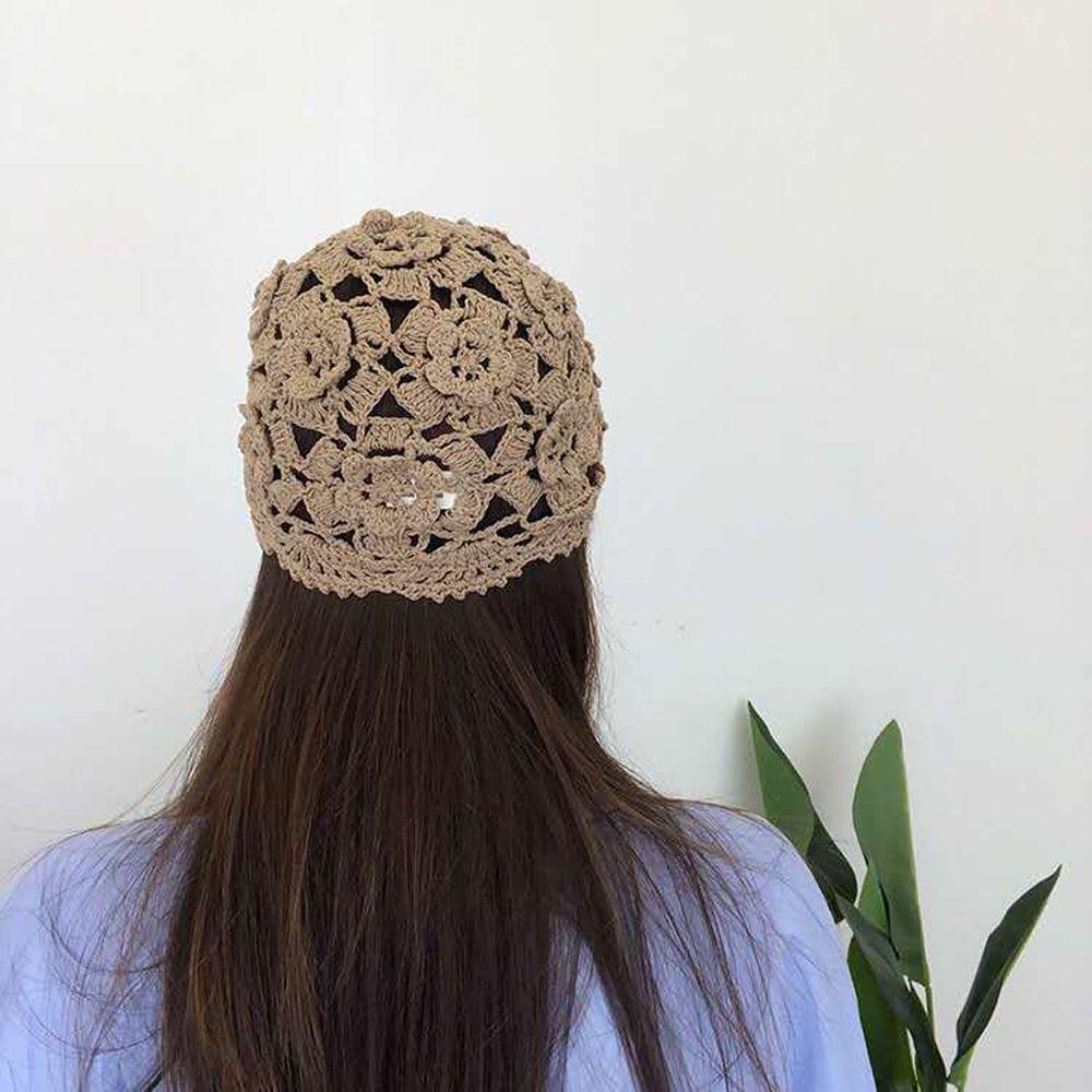 Cap Kerchief Hat Hollow Flower Matching Korean Style Hat Women Hat Woolen Weave Hand-Knitted Hat