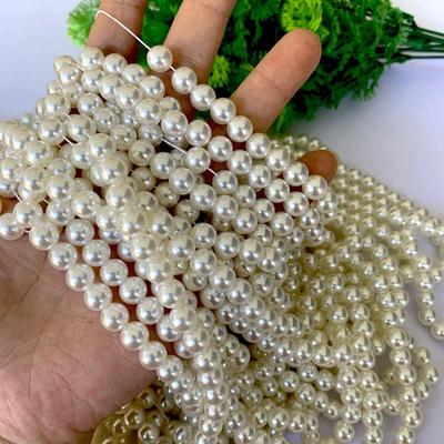 Perleťové kulaté korálky 4-35 mm s průchozími otvory, ekologický ABS plast pro ručně šité řemeslné projekty