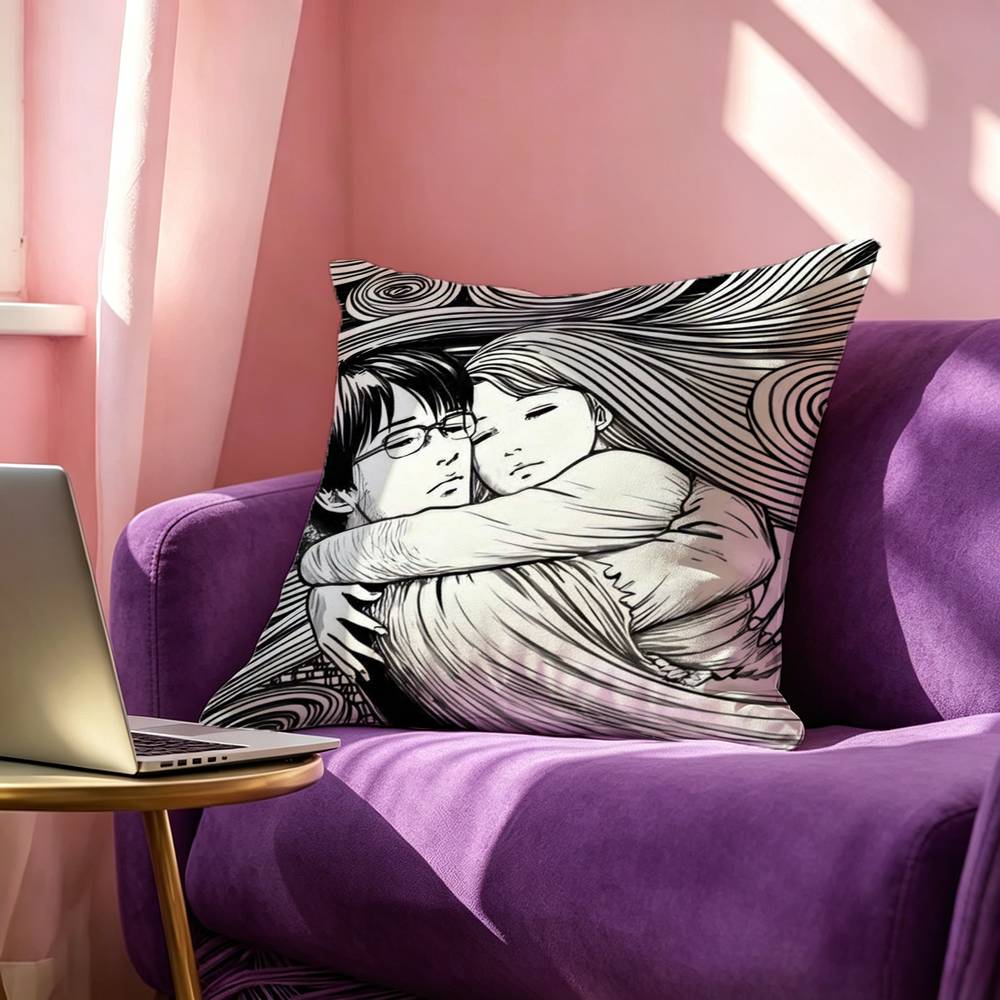 Japanese Junji Ito Tomie Square DoubleSided printed Pillow Case Bedroom Bedside Pillow Sofa Cushion Cover