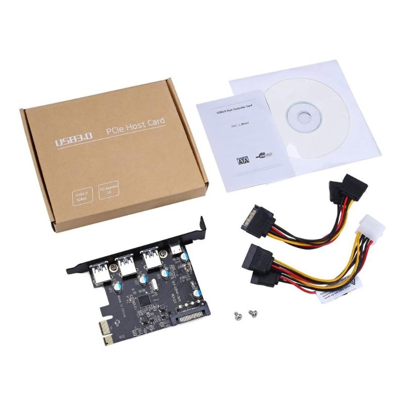 4-Port PCI-E To 1x Type-C 3x Type-A USB3.0 4-Port PCI-Express Pansion Card with Internal 19-Pin Connector