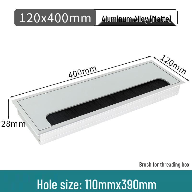 Aluminum Office Desk Cable Cover with Bristles - Sound-Dampening Rectangular Wire Organizer
