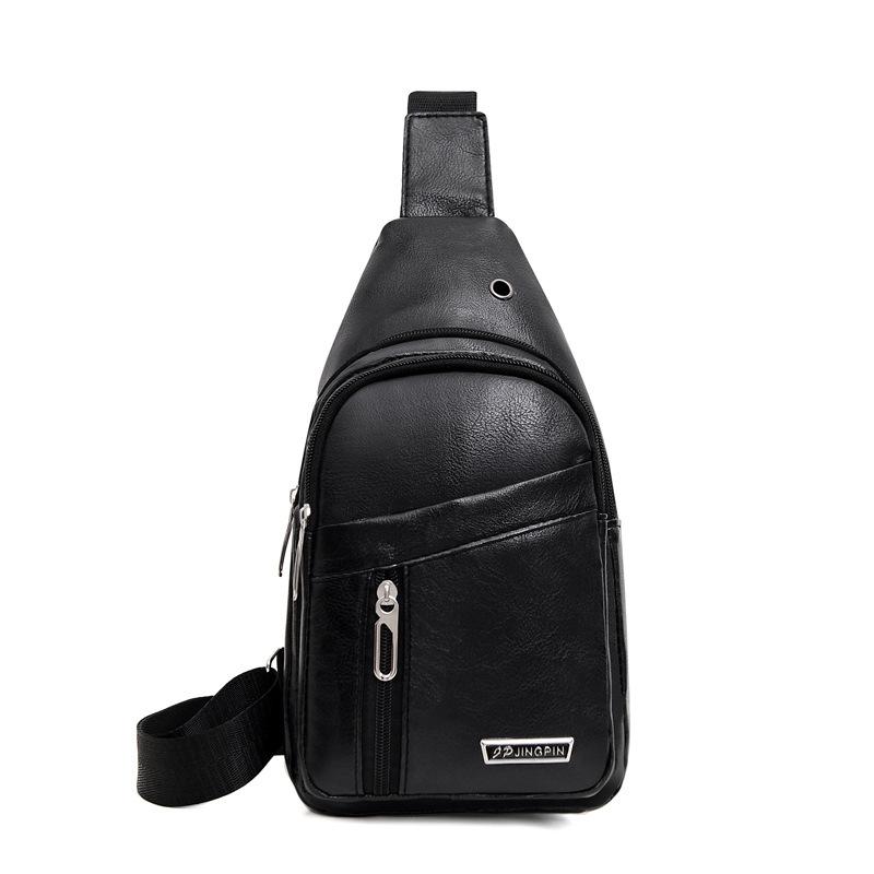 1PC Chest Small Backpack, Fashionable Sports Pu Crossbody Shoulder Bag, Earphone Hole, Large Capacity Men's Breast Bag.
