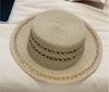 Hand-woven flat-top Lafite straw hat women's summer new hat hollow sunshade sunscreen hat French top hat