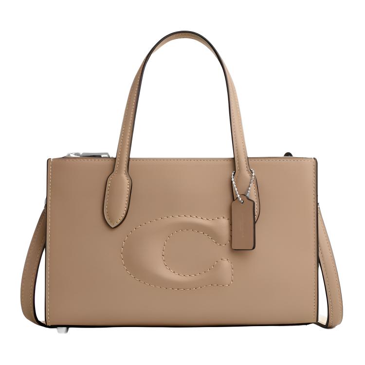 

Coach Nina 25 Brand Logo Detachable Shoulder Strap Leather Tote Bag Shopping Bag Shoulder Crossbody Handbag Medium Women tote bags Beige CW492-SVTP Basic Set (Bag+Dust Bag)