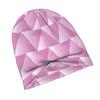 Abstract Geometric Print with Bubblegum Pink Gradient Triangles Minimalist Knit Hat Designed for Adults Who Enjoy Quiet Style Complements Neutral Tone