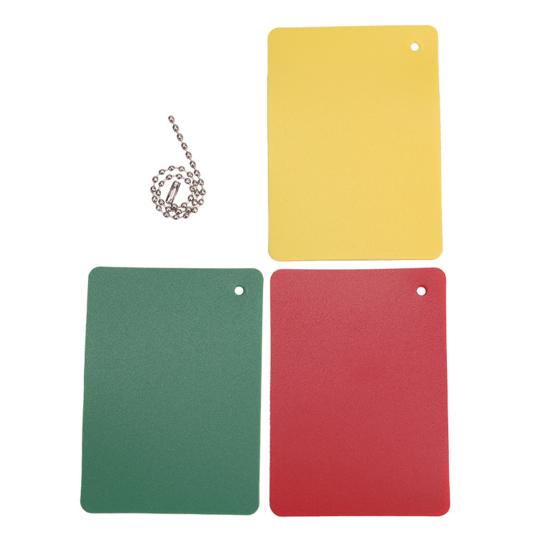 3 Stück Fußball Schiedsrichter Strafkarten Set Grün Rot Gelb Karten Fußball Verwarnung Platzverweis Verzögerungskarten für Sportwettbewerb Schiedsrichter Zubehör