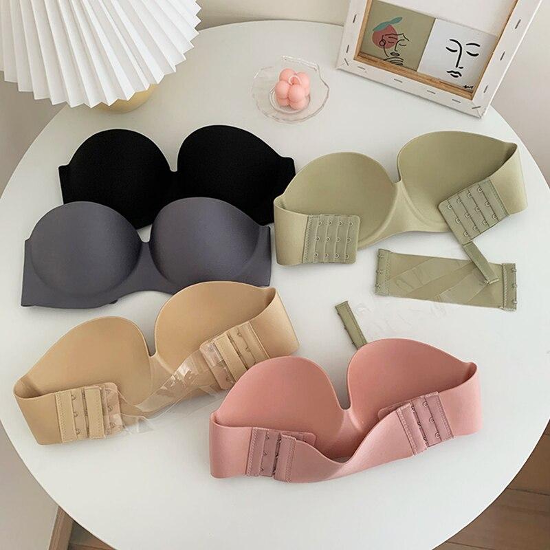 Sexy stroppeløse bh for kvinner Trådløs bralette mykt kvinneundertøy Sømløse bh for damer usynlig bh med 2 stk stropper YSL