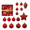 50 Piece Holiday Bauble Assortment, Plastic Tree Trim with Finish Variety for Seasonal Indoor Display Home Use
