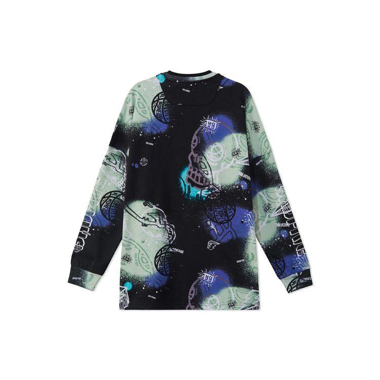 Li Ning Badfive Letter Print Loose Round Neck Sweatshirt Men sweatshirt Black AHSR471-4