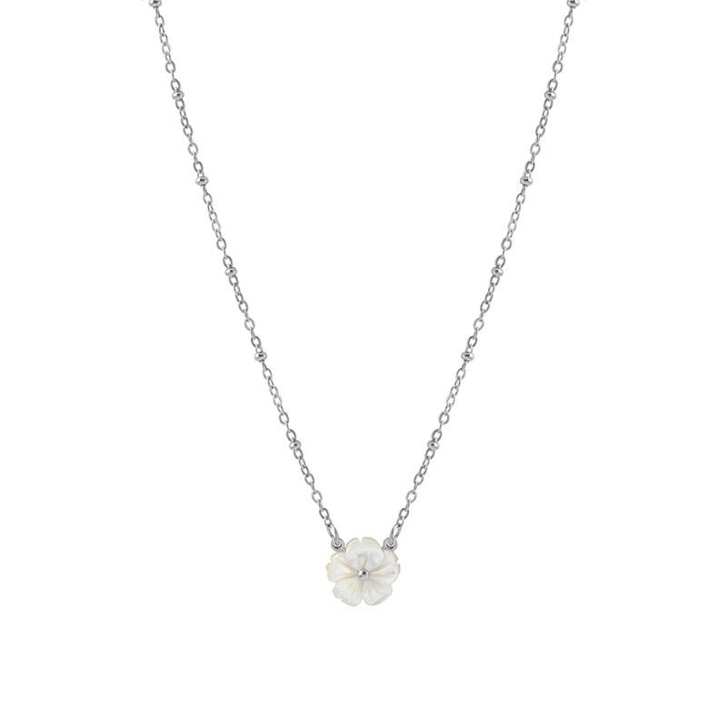 

Stainless Steel Shell Flower Pearl Necklace Women S Gold-Plated Beaded O-Chain Stainless Steel Popular Chain Necklace