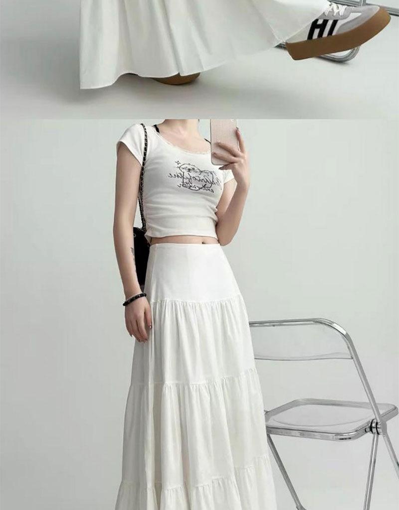 High Waist Pleated A-line Midi Skirt for Women - Summer 2024 To Winter - Slimming Umbrella Design