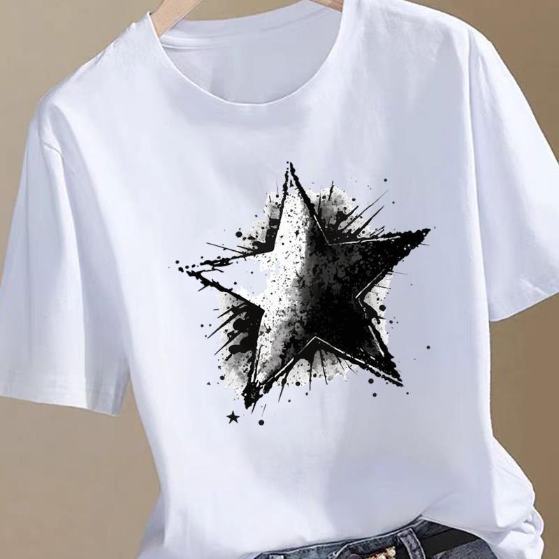 (Asian Size) leopard letter 90s Clothing T Shirt Women Fashion Tee Top Woman Female Short Sleeve Graphic Print T-shirts