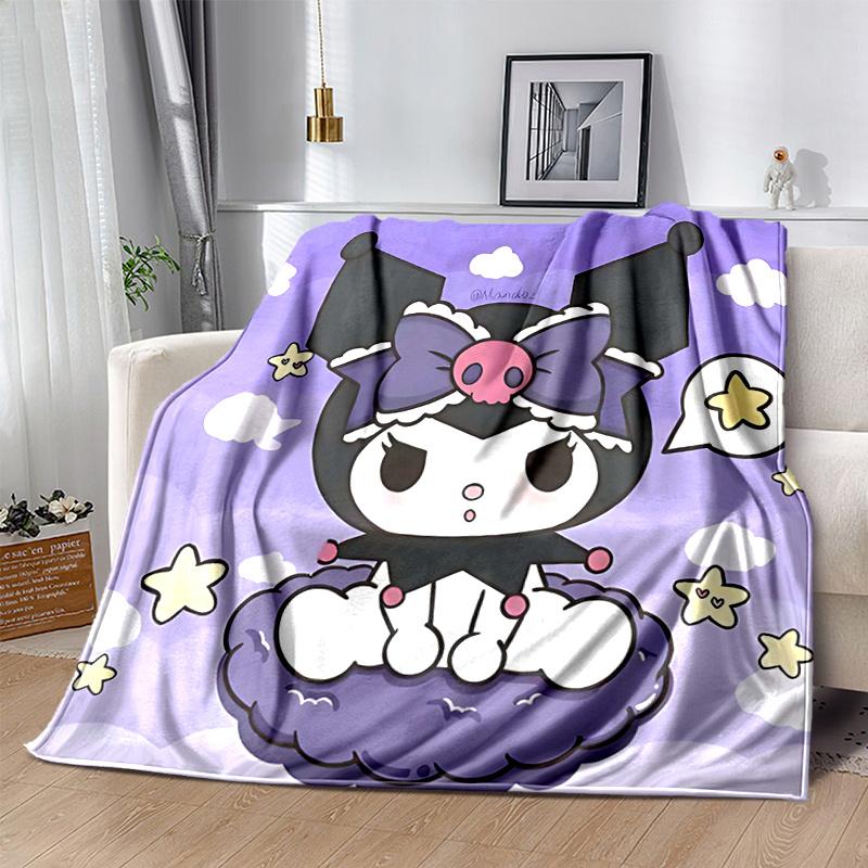 1pc Cute Kuromi Blanket, Cute Home Decor for All Seasons, Perfect Gift for Animal Lovers, Soft Throw Blanket, Ideal for Couch, Bed, or Car, Warmth and