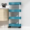 Storage Shelf with 360-Degree Wheels Versatile 4-Tier Rolling Cart Space-Saving Removable Multi-Tier Shelf