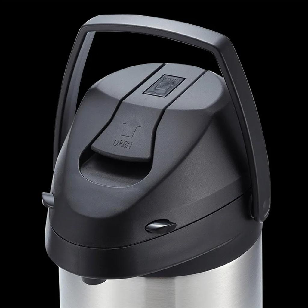 Luftdruck-Isolierkanne aus Edelstahl, Kaffee-Thermokaffe, Airpot-Spender für Heiß- und Kaltgetränke mit 360° drehbarer Basis