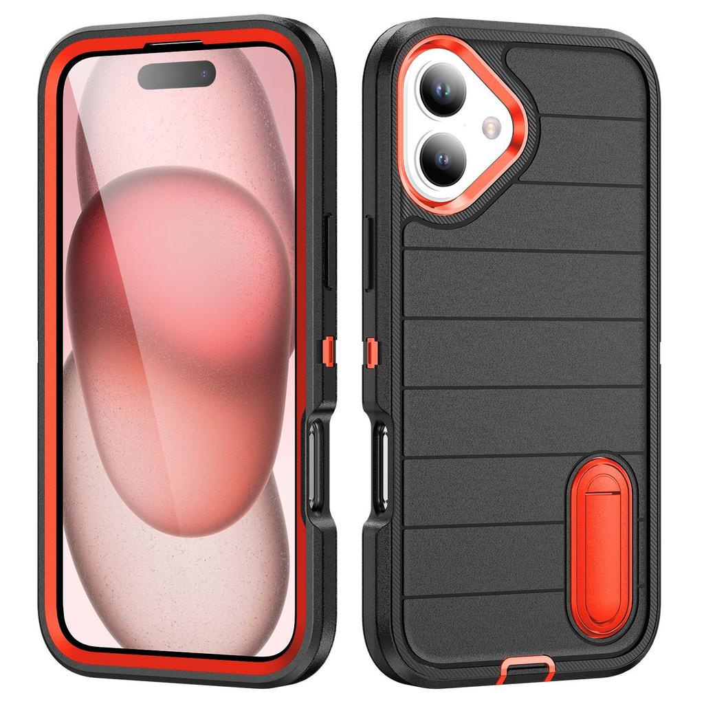 Source Phone Case Hidden PC Stand Protective Case Three In One Flat Stripe for Apple Phone Case