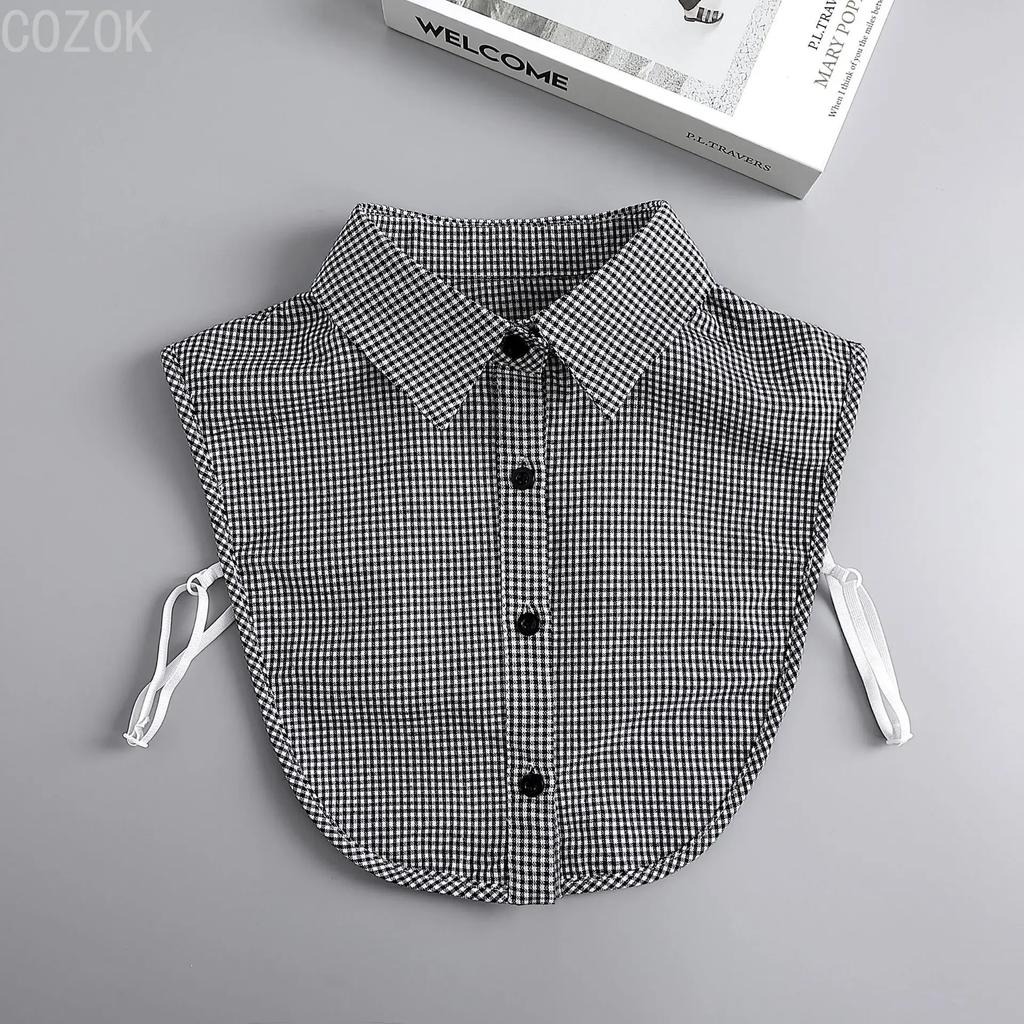 Damen Falscher Kragen Kariertes Hemd Abnehmbare Kragen Einfarbiges Hemd Damenkragen Weiß Mädchen Oberteil Kleidung Dickey-Kragen