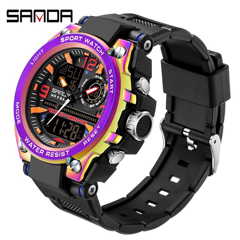Sanda Men s Teen Outdoor Sports Waterproof Luminous Wristwatch - Phantom Color Series