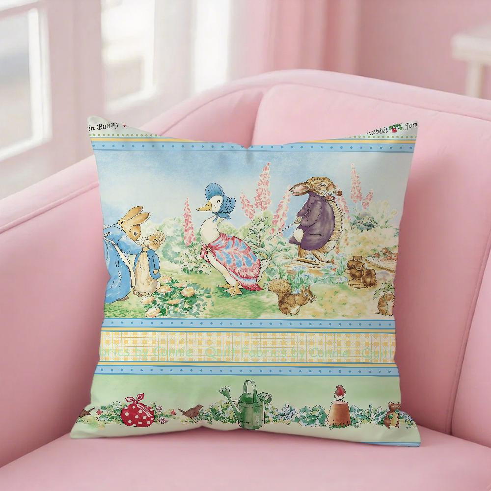 P-Peter R-Rabbit Pillow Case Square Double-Sided Printing Sofa Cushion Cover Bedroom Bedside Pillowcover