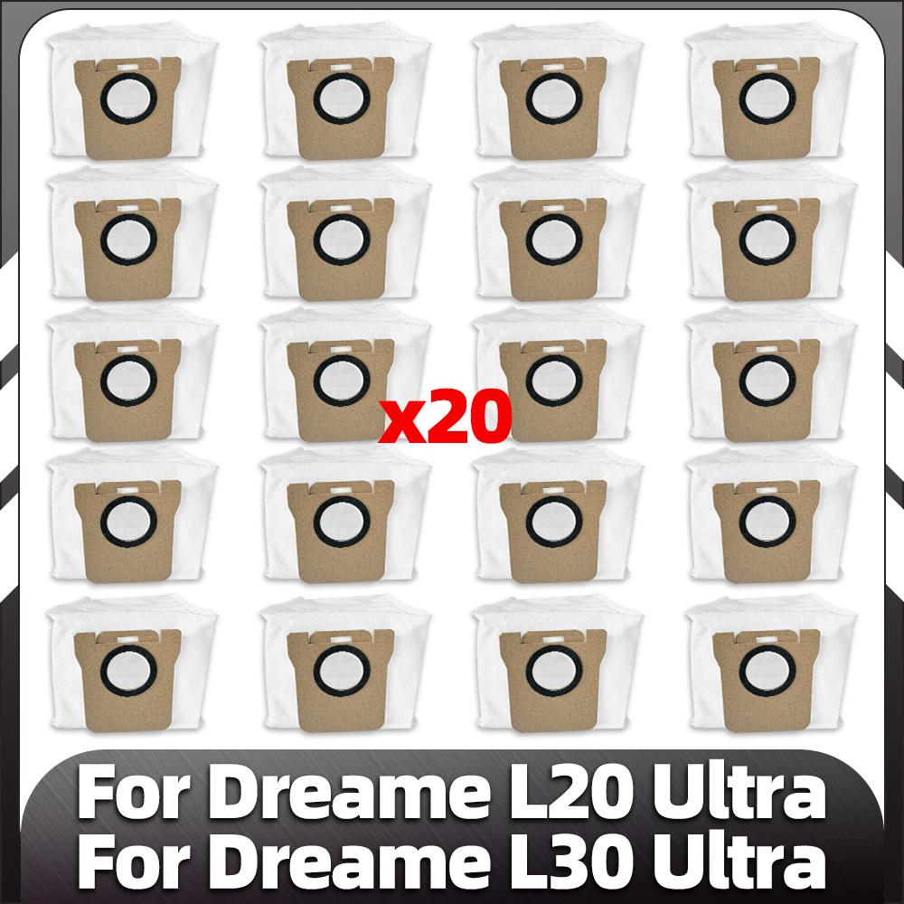 For Dreame L20 Ultra / L30 Ultra / X20 Pro Robot Vacuum Parts Main Side Brush HEPA Filter Mop Pad Dust Bag Spare Accessories