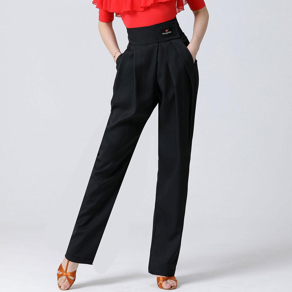 

Женские брюки для современных танцев с высокой талией — свободные, для бальных и латиноамериканских танцев S