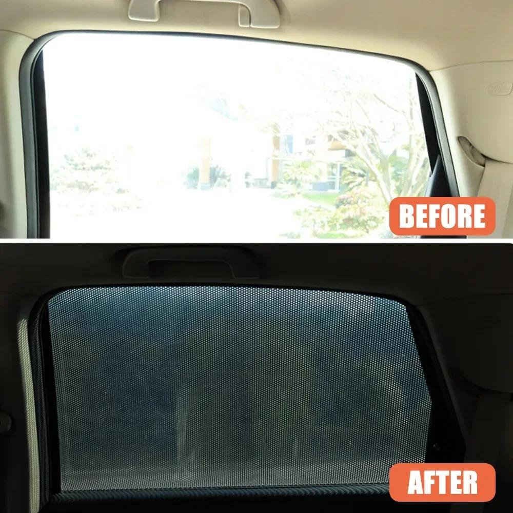 1/2Pcs DIY Fashion Car Sticker Sunshade Sunscreen Window Cover Black PVC Sunshade Side Window Cover with Small Hole 42x38cm
