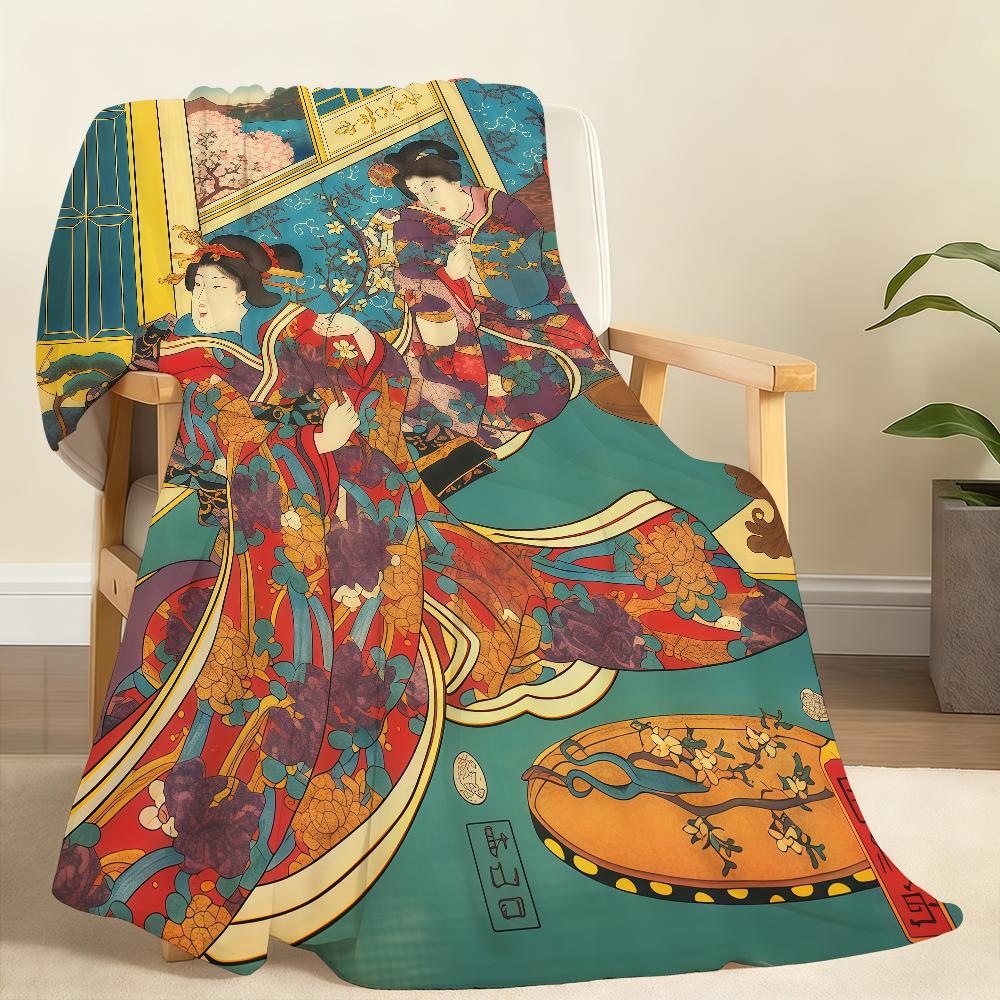 Japanese Geisha Female Blanket For Soft Throw Blanket for Picnic Bed Sofa Home Bedroom Cozy Warm Comfortable