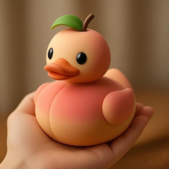 Fruit Duck Figurine Resin Fruit Themed Duckling Statue Peach Strawberry Duck